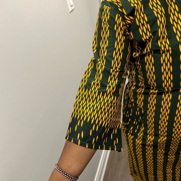 Green and Yellow Ankara Maxi Dress - Picture 10 of 12